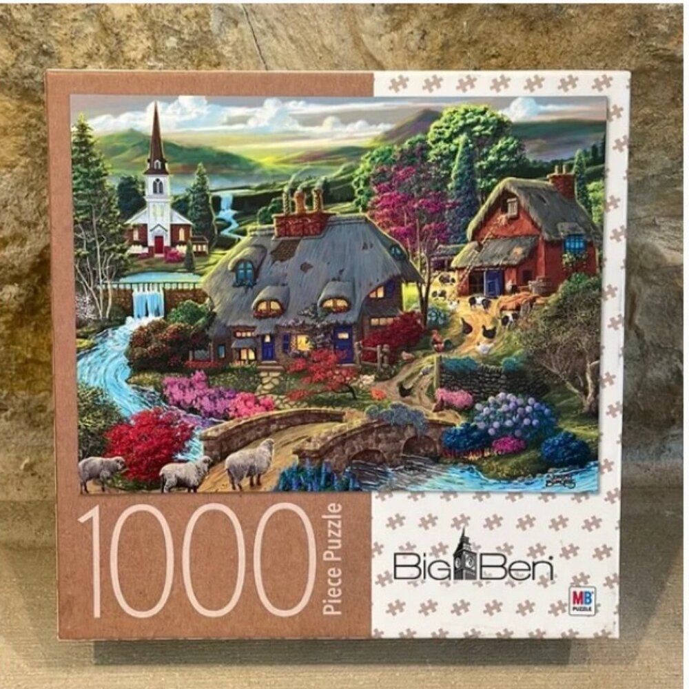 New Sealed Country Cottage 1000 piece puzzle Big Ben Milton Bradley Hasbro